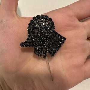 Black Crystal Bird Brooch Sparkling Jewelry